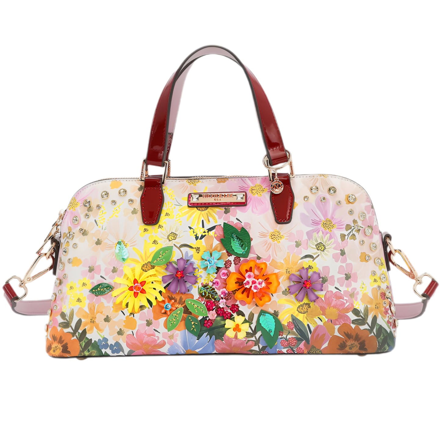 Nicole Lee USA Rhinestone Purse Satchel Handbag Dreams Blossom Convertible Bag