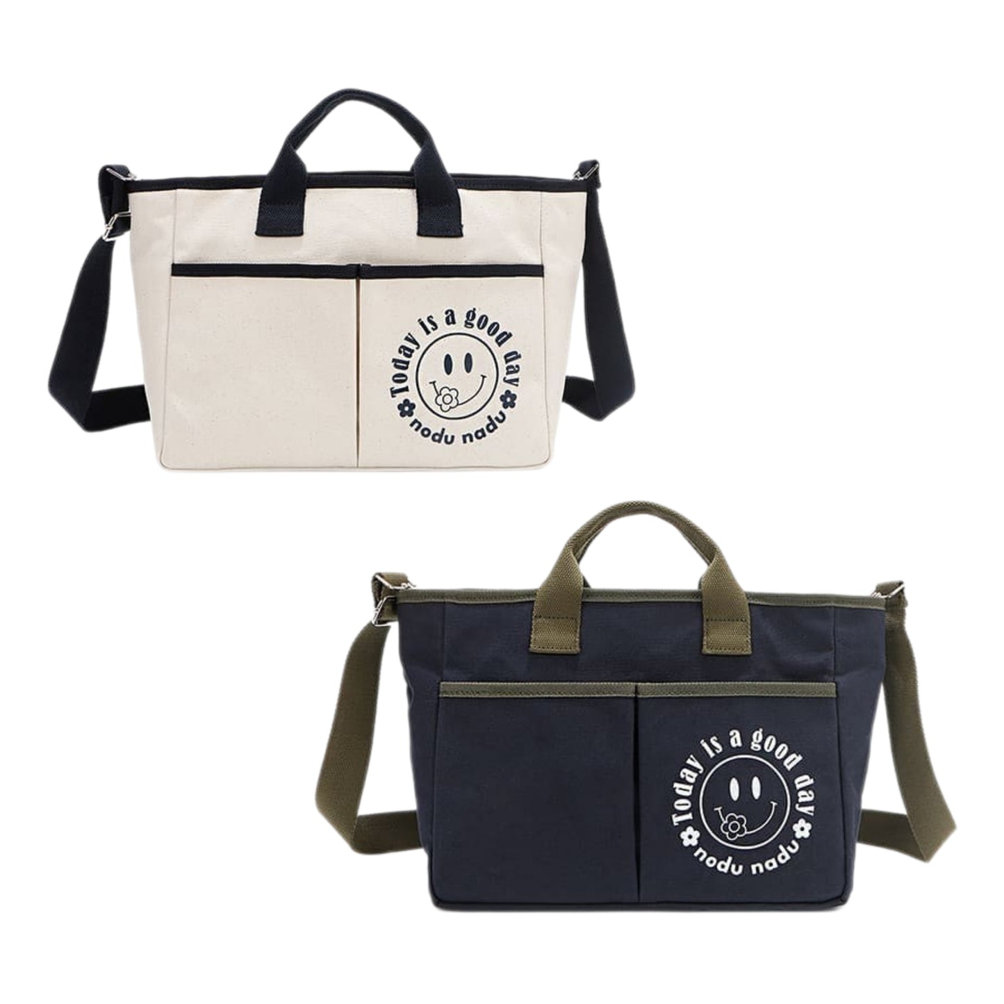 Nicole Lee Today Is a Good Day Handbag Smiley Convertible Purse Canvas Tote Bag