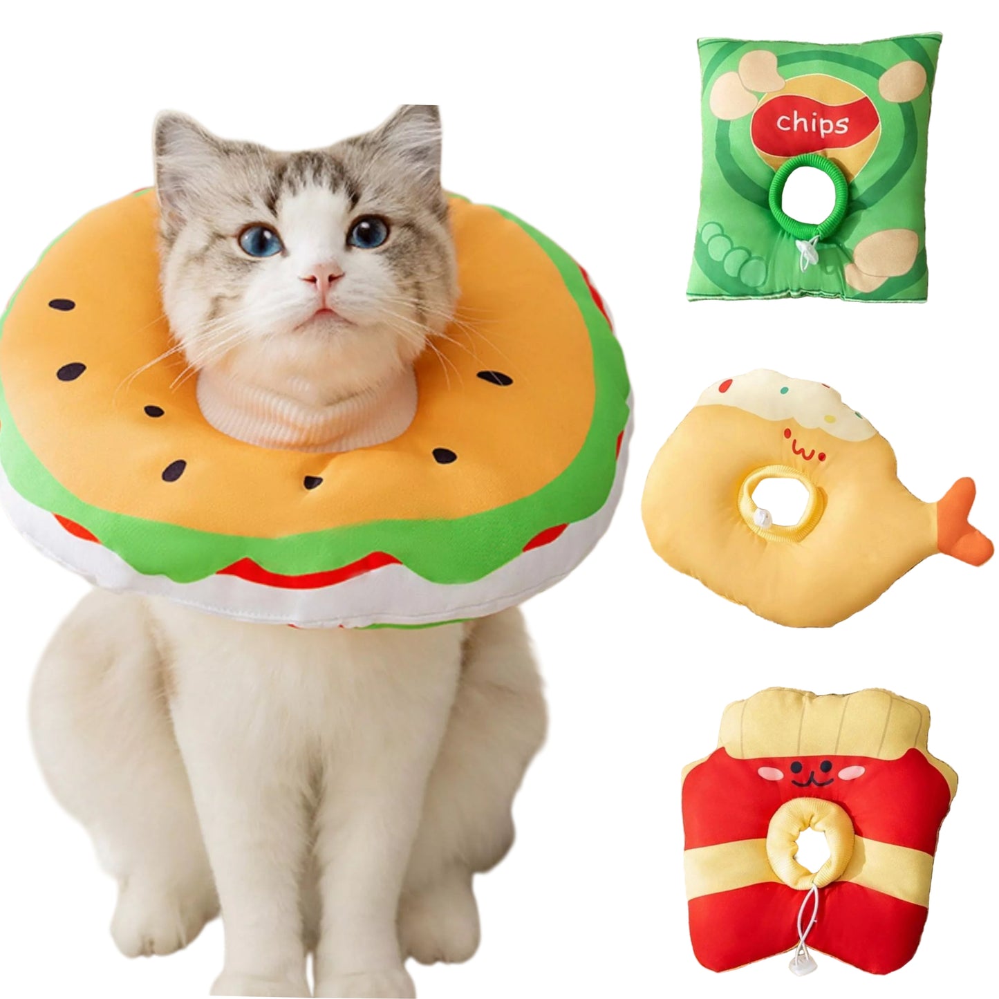 Pet Funny Food Theme Adjustable Soft E-Collar Cats Small Dog Recovery Cone