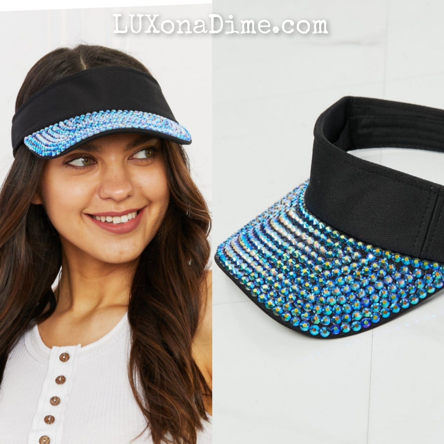 Ultimate Sparkle Crystal Rhinestone Encrusted Visor Hat