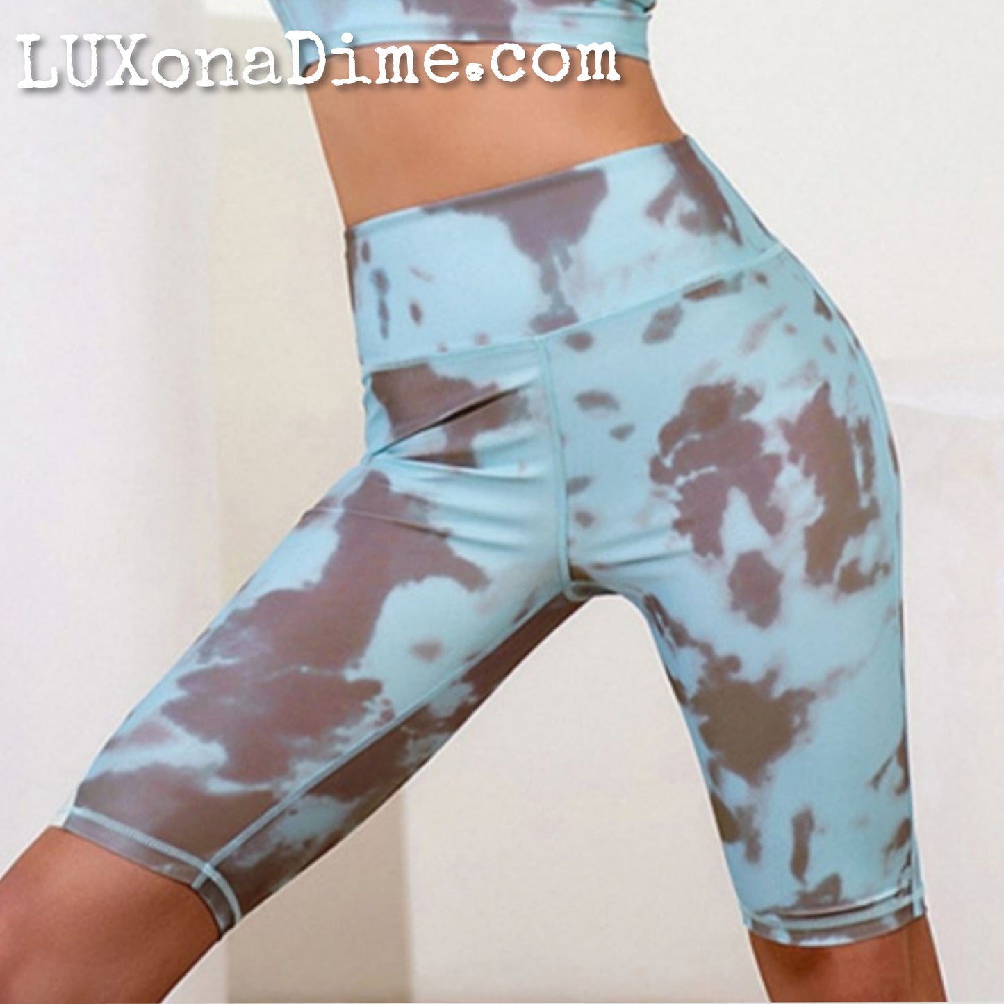 Splatter Tie-Dye Sports Bra and Biker Shorts Activewear Matching 2-piece Set