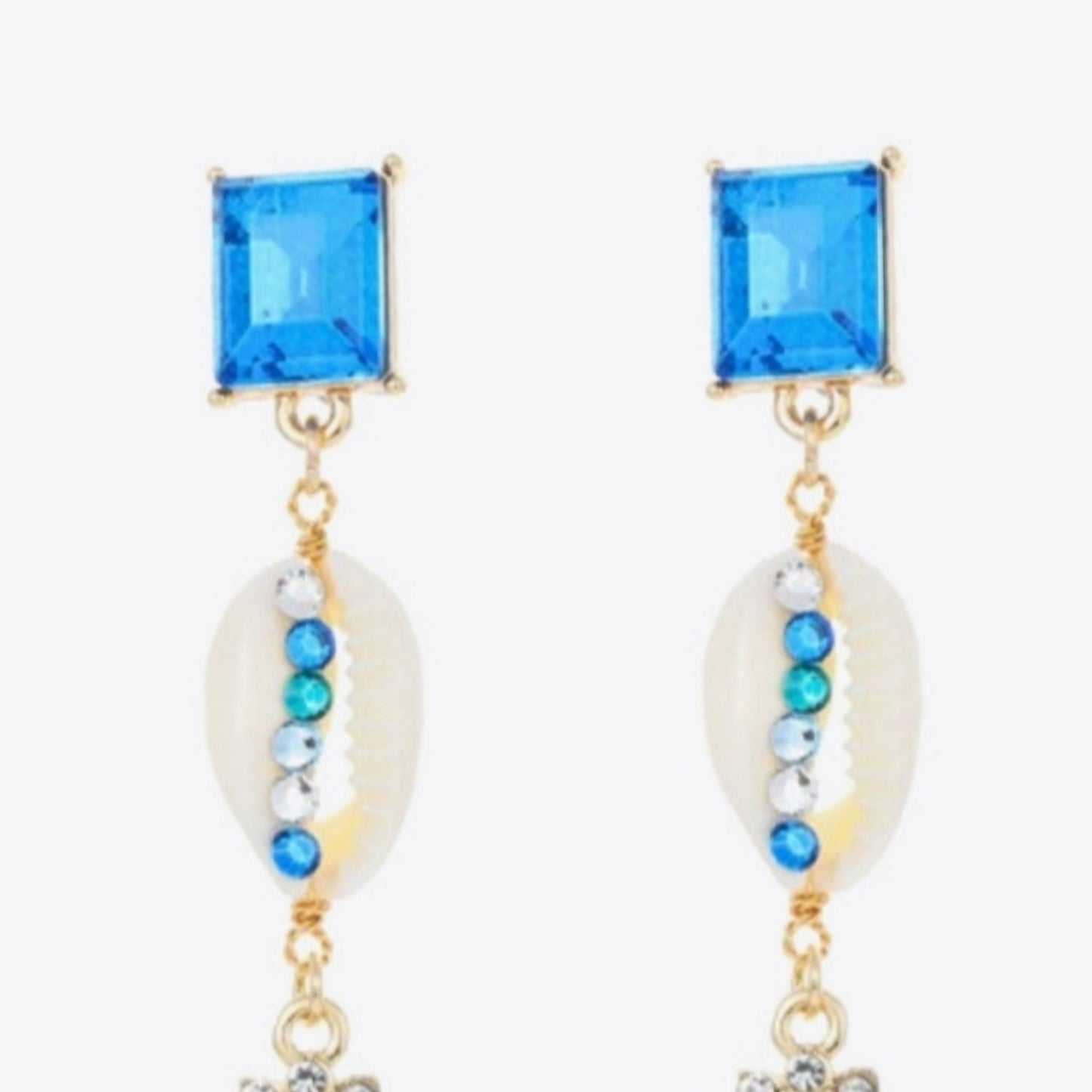 Sparkling Glass Rhinestone Encrusted Dramatic Conch Seashell Earrings