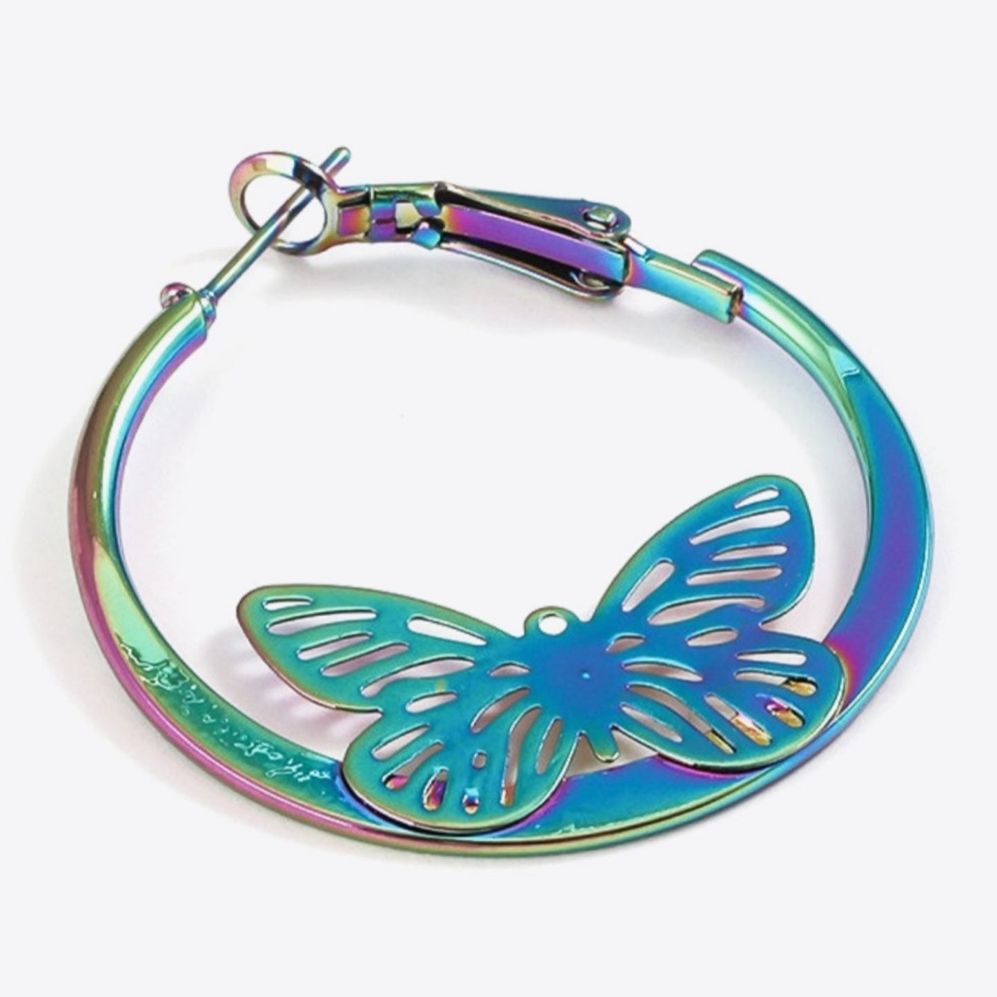 Multicolored Butterfly Huggie Hoop Multicolor Ombre Earrings