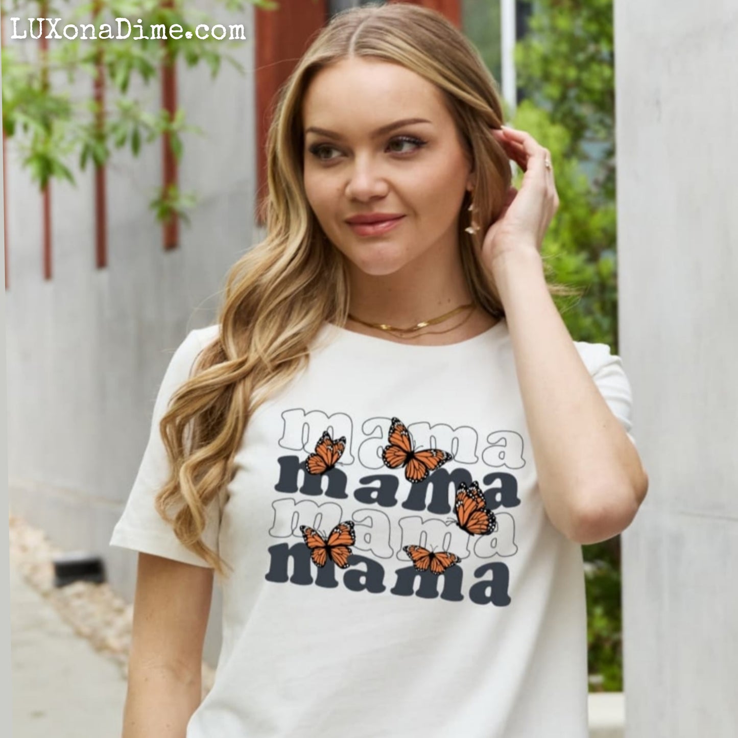 Butterfly MAMA Graphic 100% Cotton Short-sleeve T-Shirt