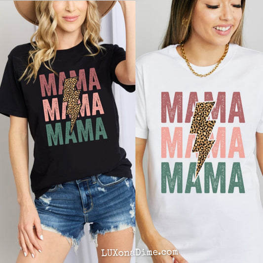 Leopard MAMA Colorful Graphic 100% Cotton Short-sleeve Tee Shirt