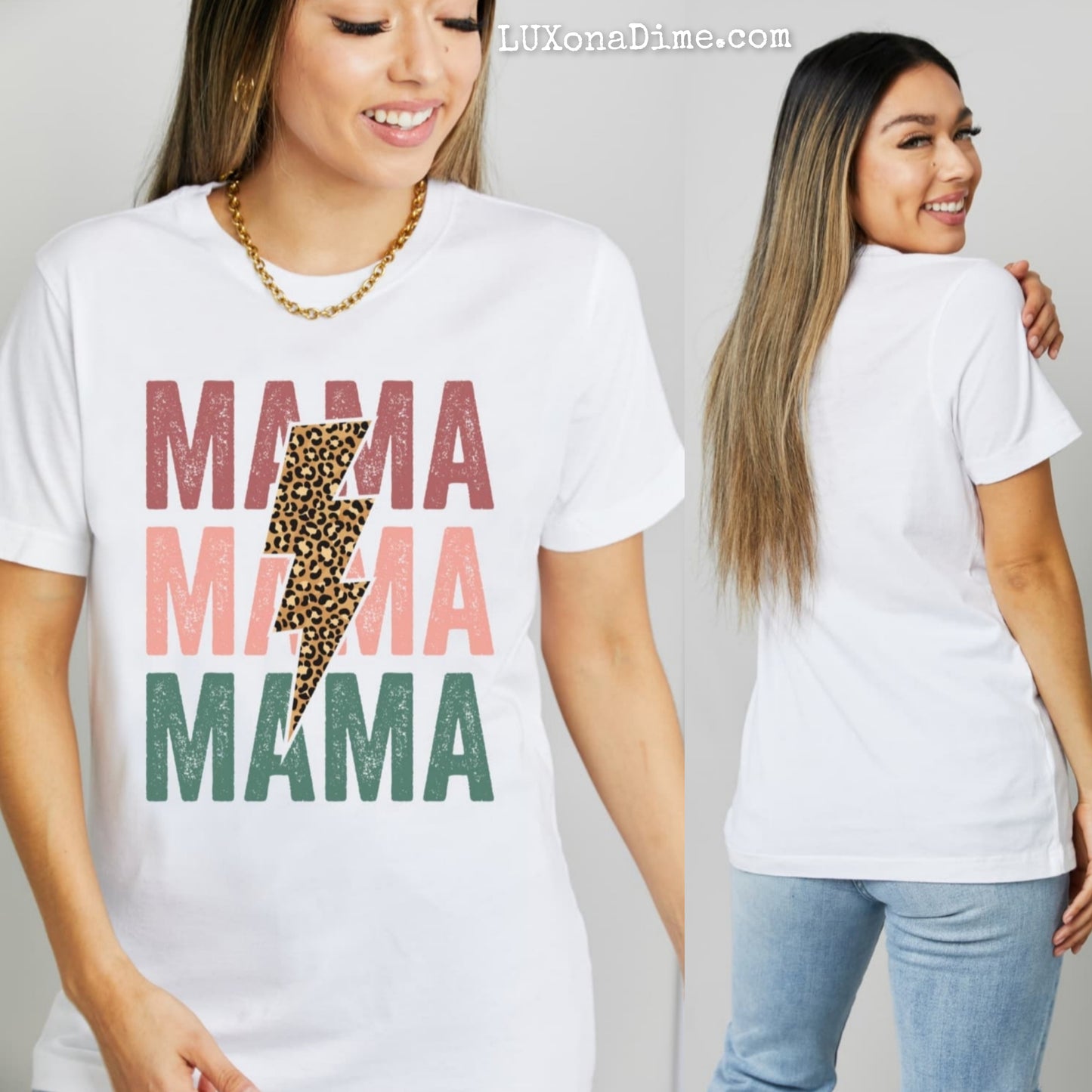 Leopard MAMA Colorful Graphic 100% Cotton Short-sleeve Tee Shirt