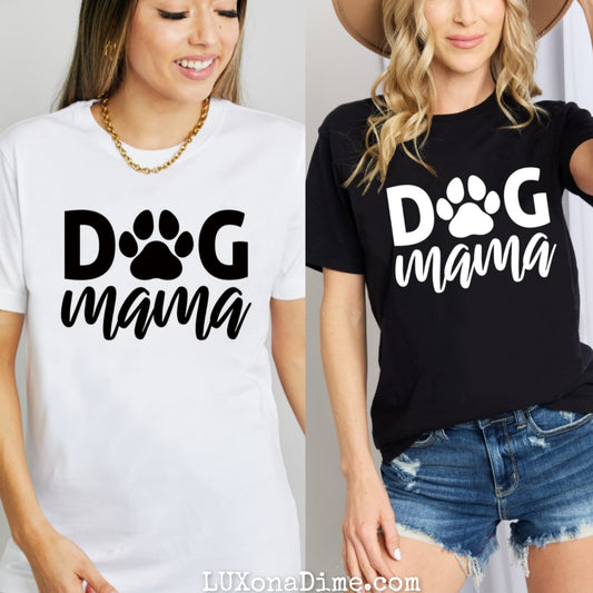 DOG MAMA 100% Cotton Graphic Short-sleeve Tee Shirt (Plus Size Available)