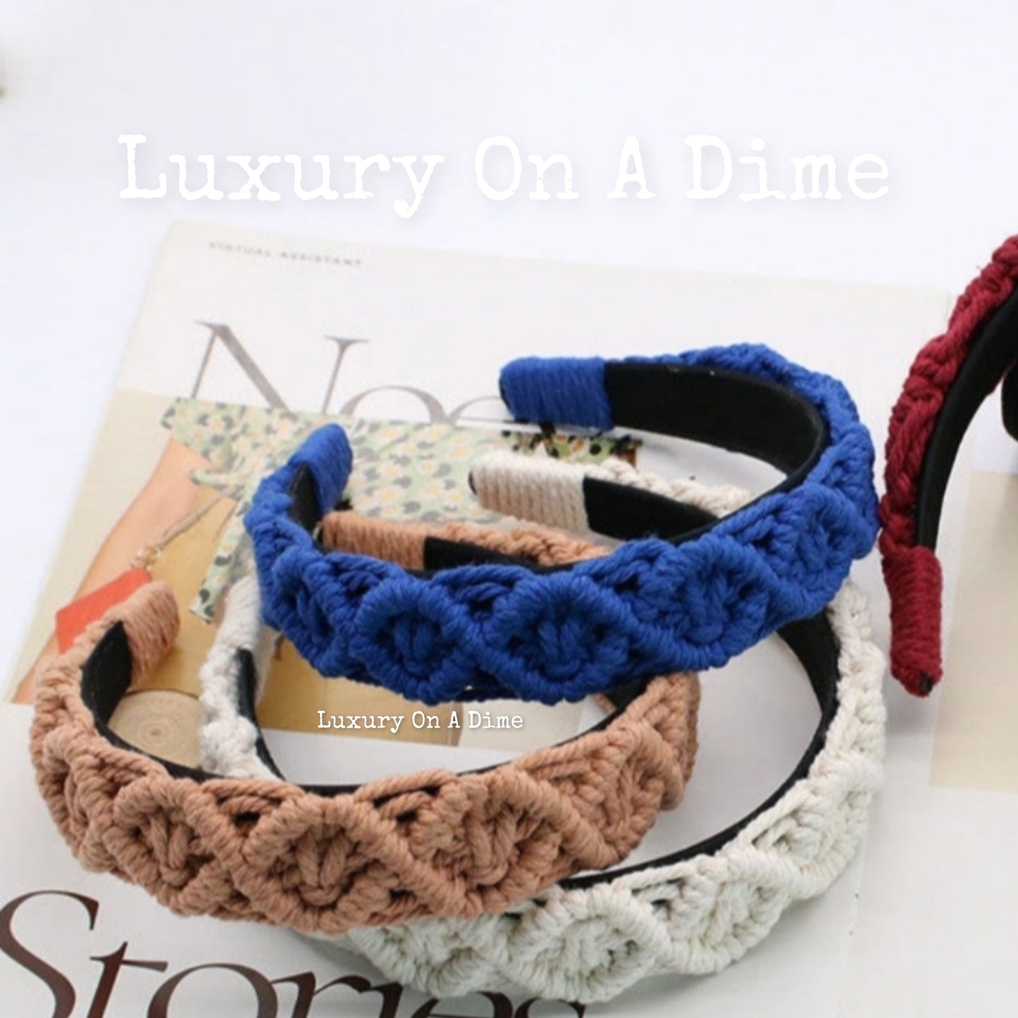 Premium Macrame Headband Colorful Boho Hair Accessories (10 colors)