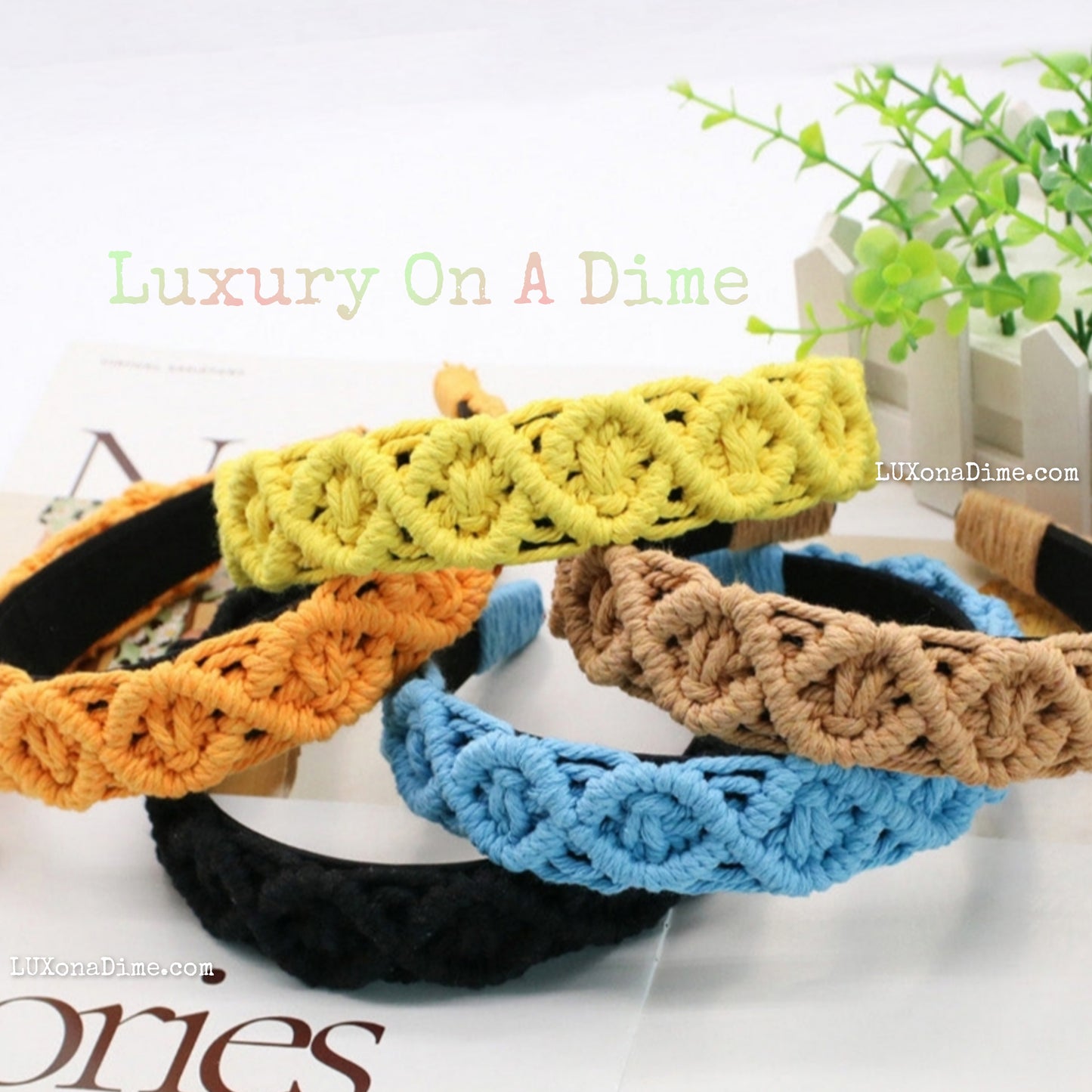 Premium Macrame Headband Colorful Boho Hair Accessories (10 colors)