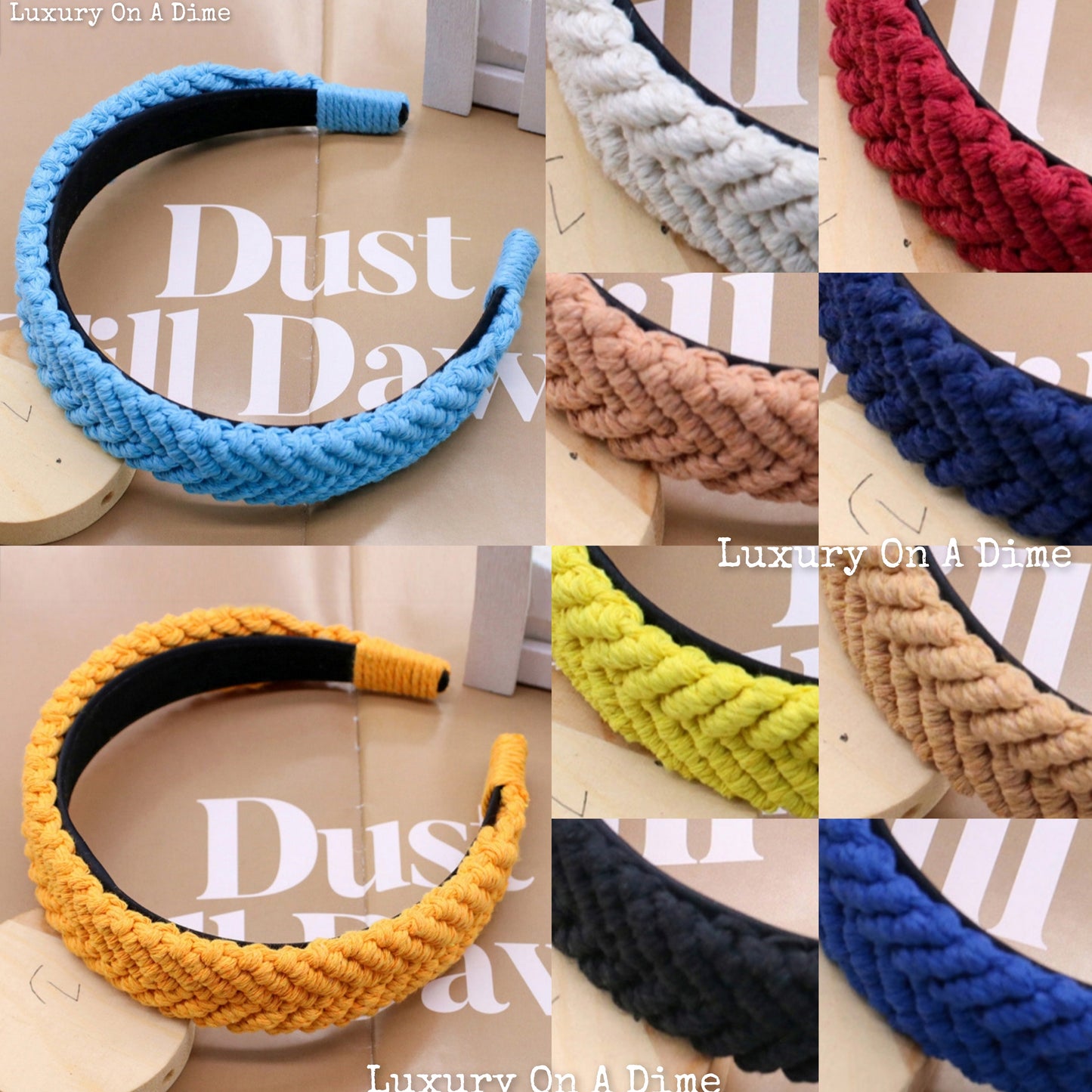 Premium Braided Macrame Headband Colorful Boho Hair Accessory (10 Colors)