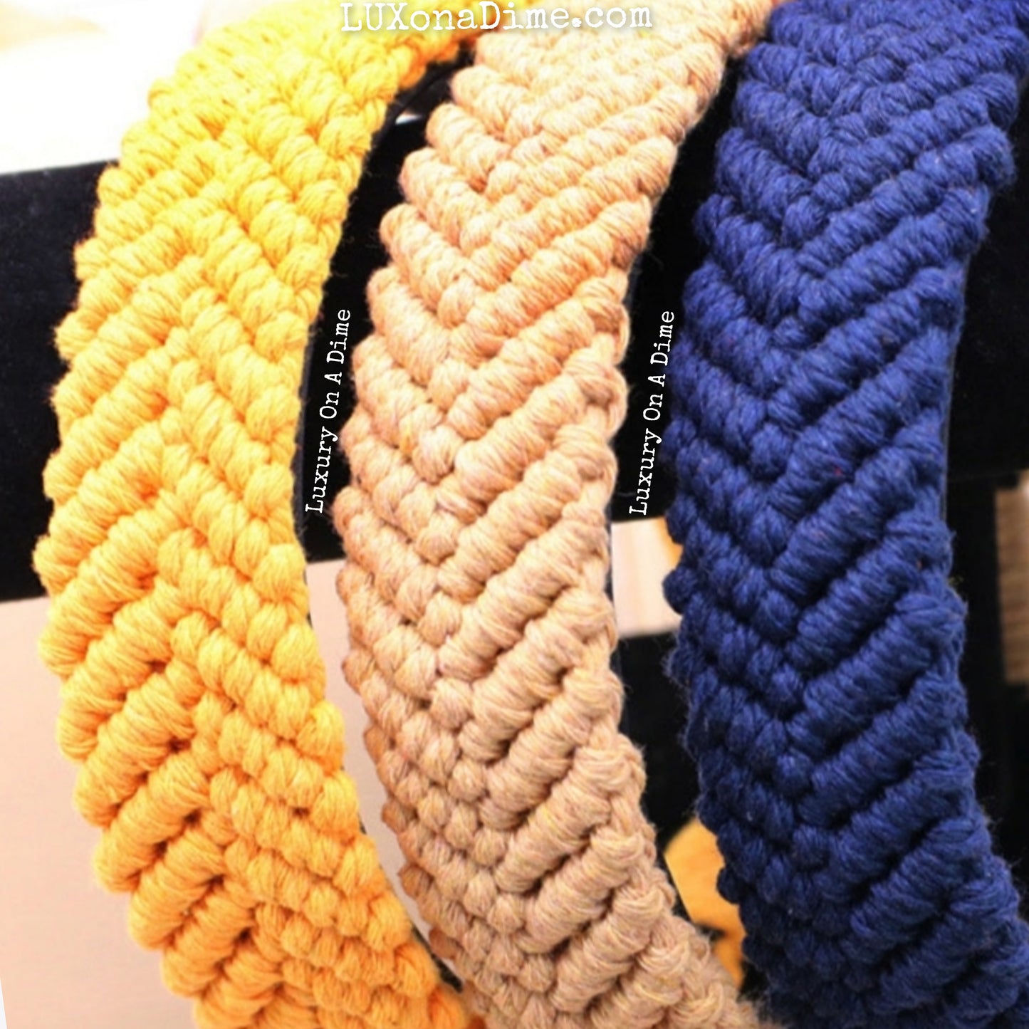 Premium Braided Macrame Headband Colorful Boho Hair Accessory (10 Colors)