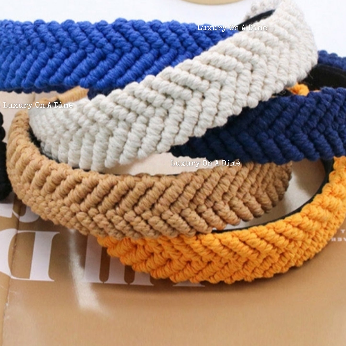 Premium Braided Macrame Headband Colorful Boho Hair Accessory (10 Colors)