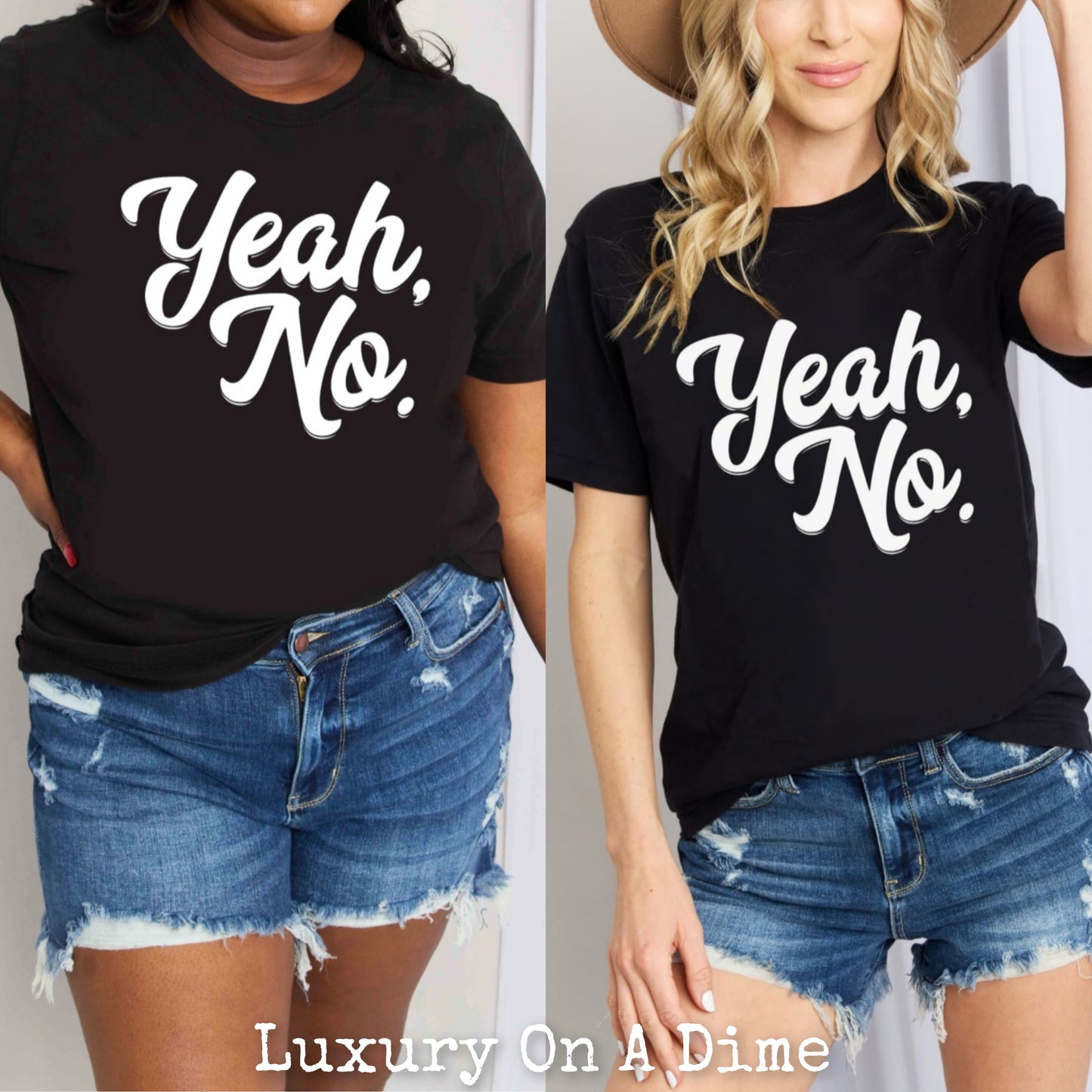 YEAH, NO Funny Graphic 100% Cotton Short-sleeve Tee Shirt (Plus Size Available)