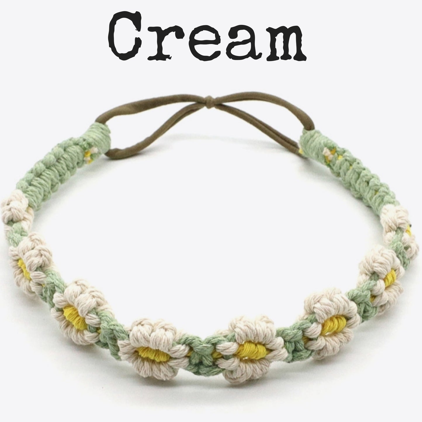 2-Pack Premium Colorful Daisy Macrame Boho Handmade Retro Headband