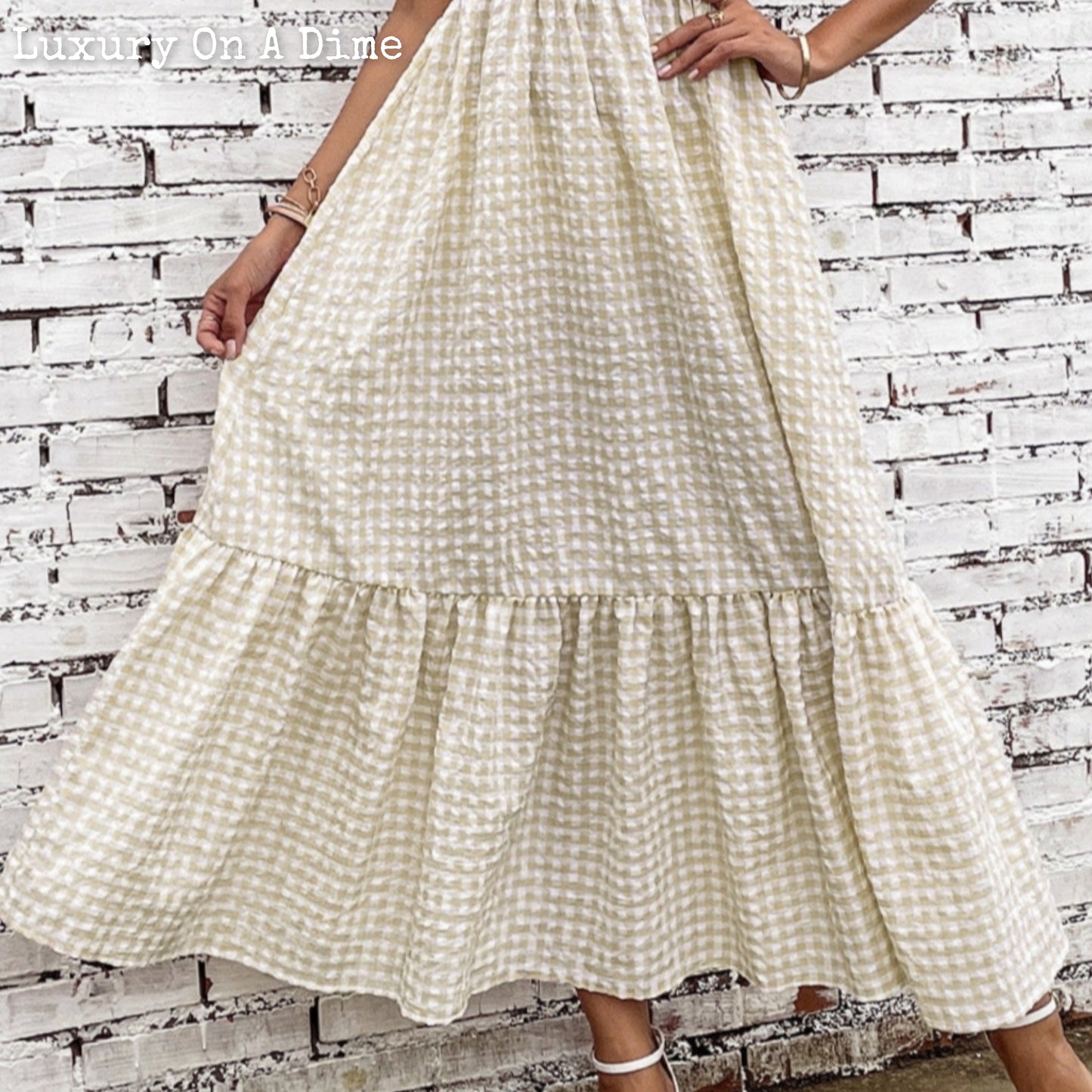 Farmhouse Chic Plaid Ruffle Strap Tiered Maxi Summer Dress