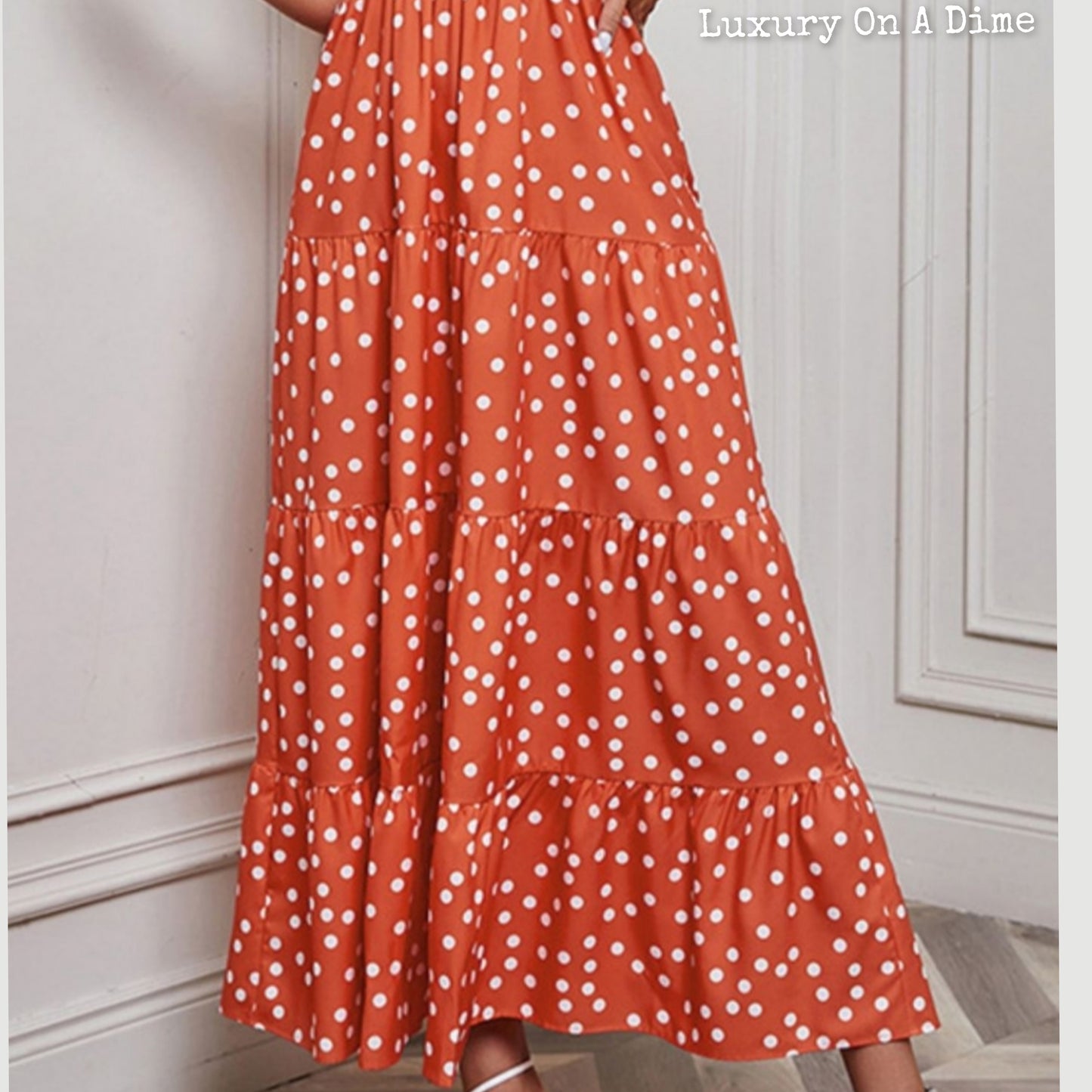 Tiered Polka Dot Smocked Bodice Classic Summer Maxi Dress