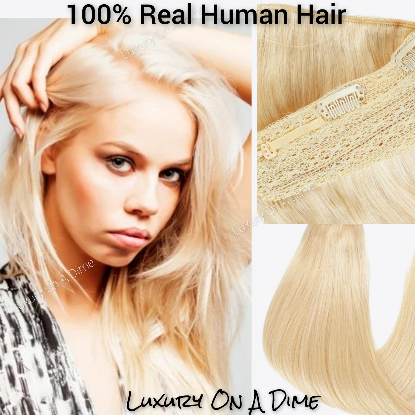 18" HUMAN INDIAN HAIR 80g Halo Extention Real Premium