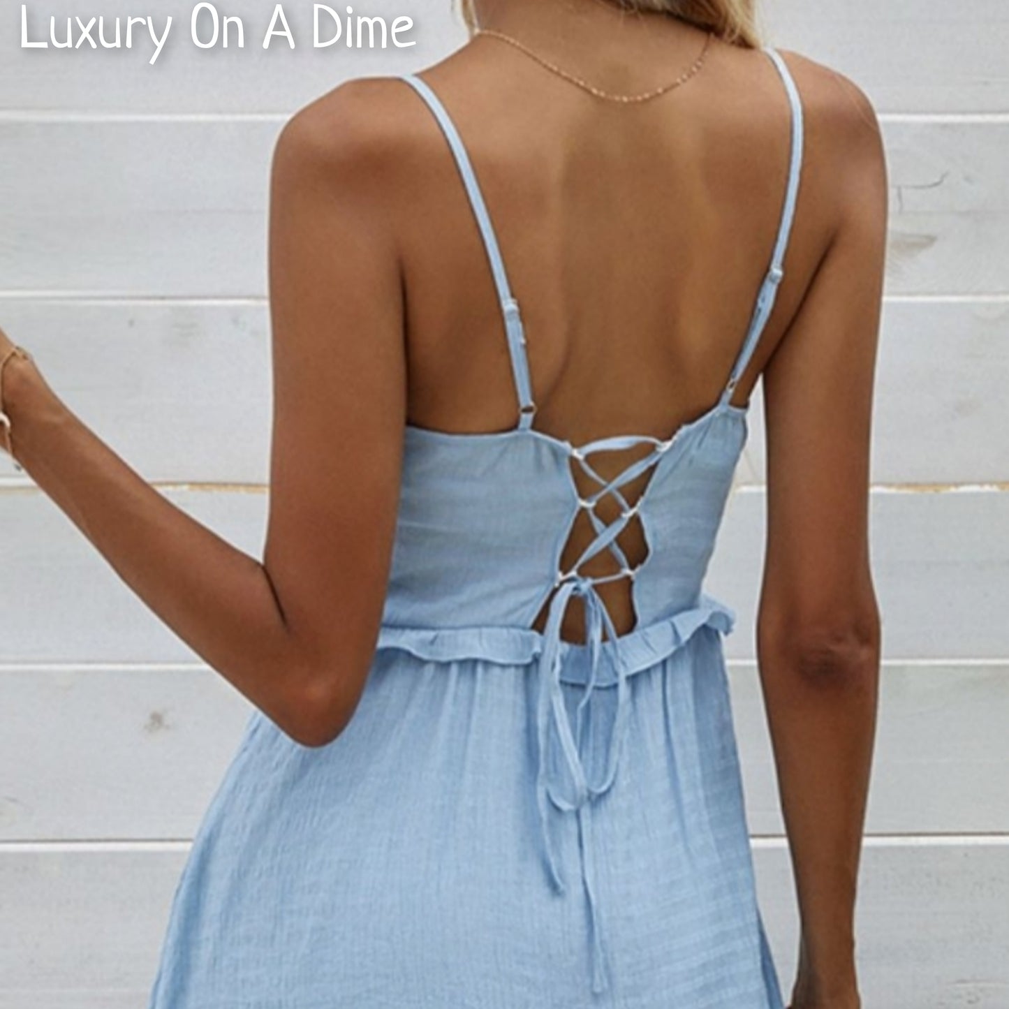 Lace-Up Corset Back Spaghetti Strap Ruffled Summer Mini Dress