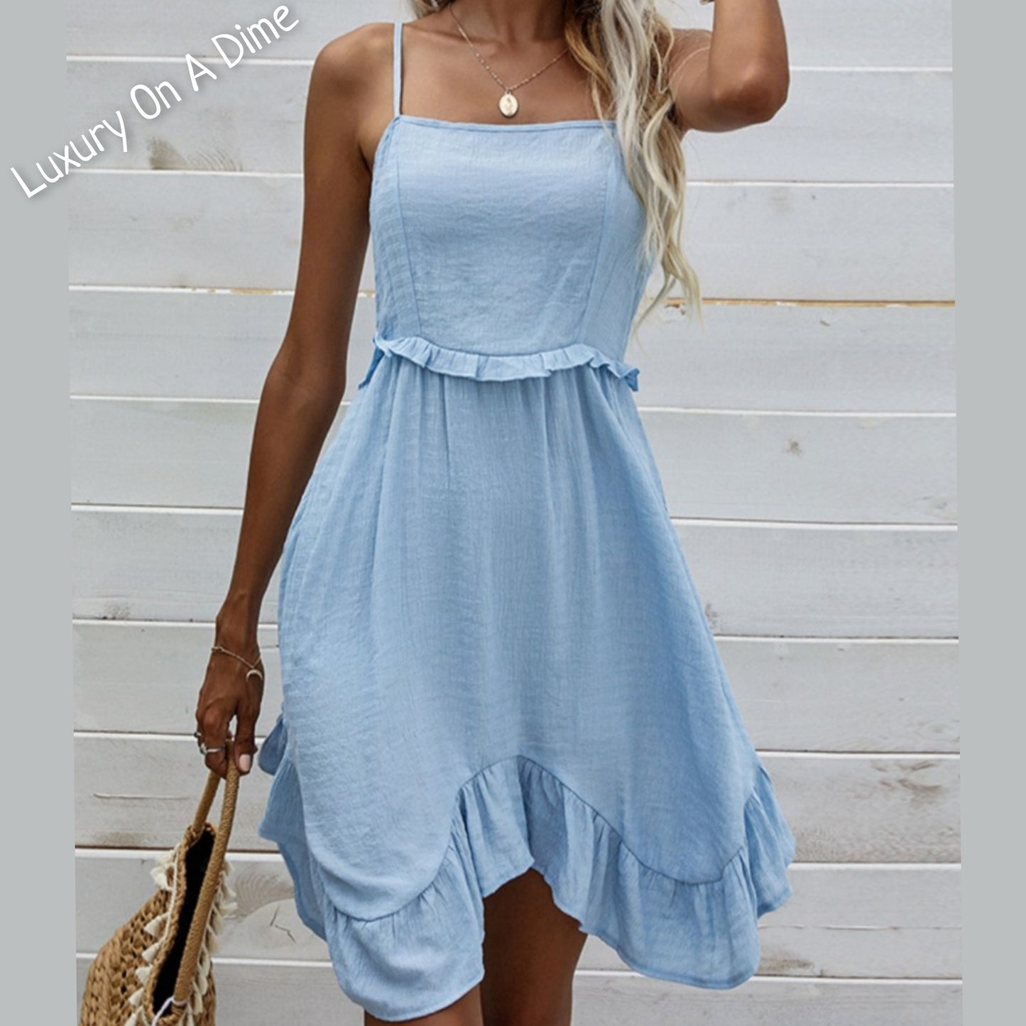 Lace-Up Corset Back Spaghetti Strap Ruffled Summer Mini Dress