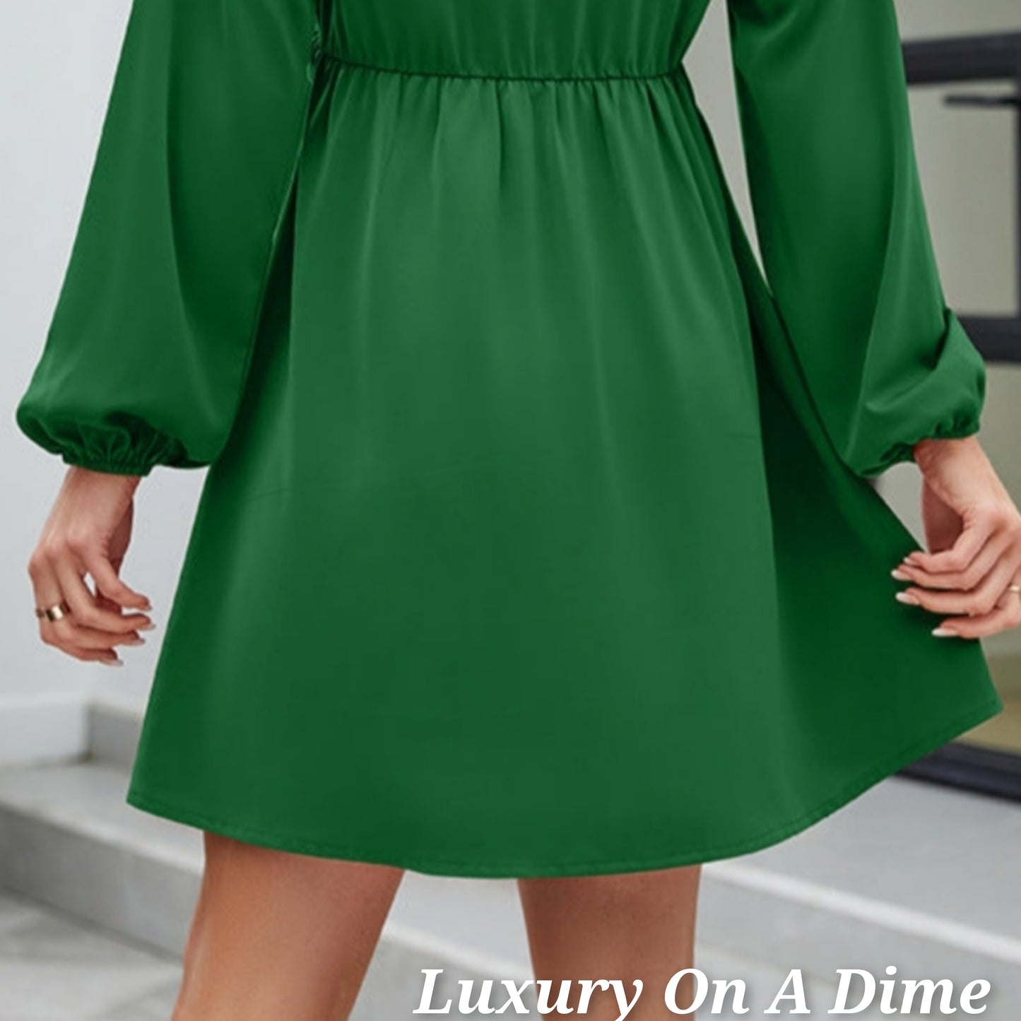 ALL RUFFLED UP V-Neck Frill Long Sleeve Mini Dress