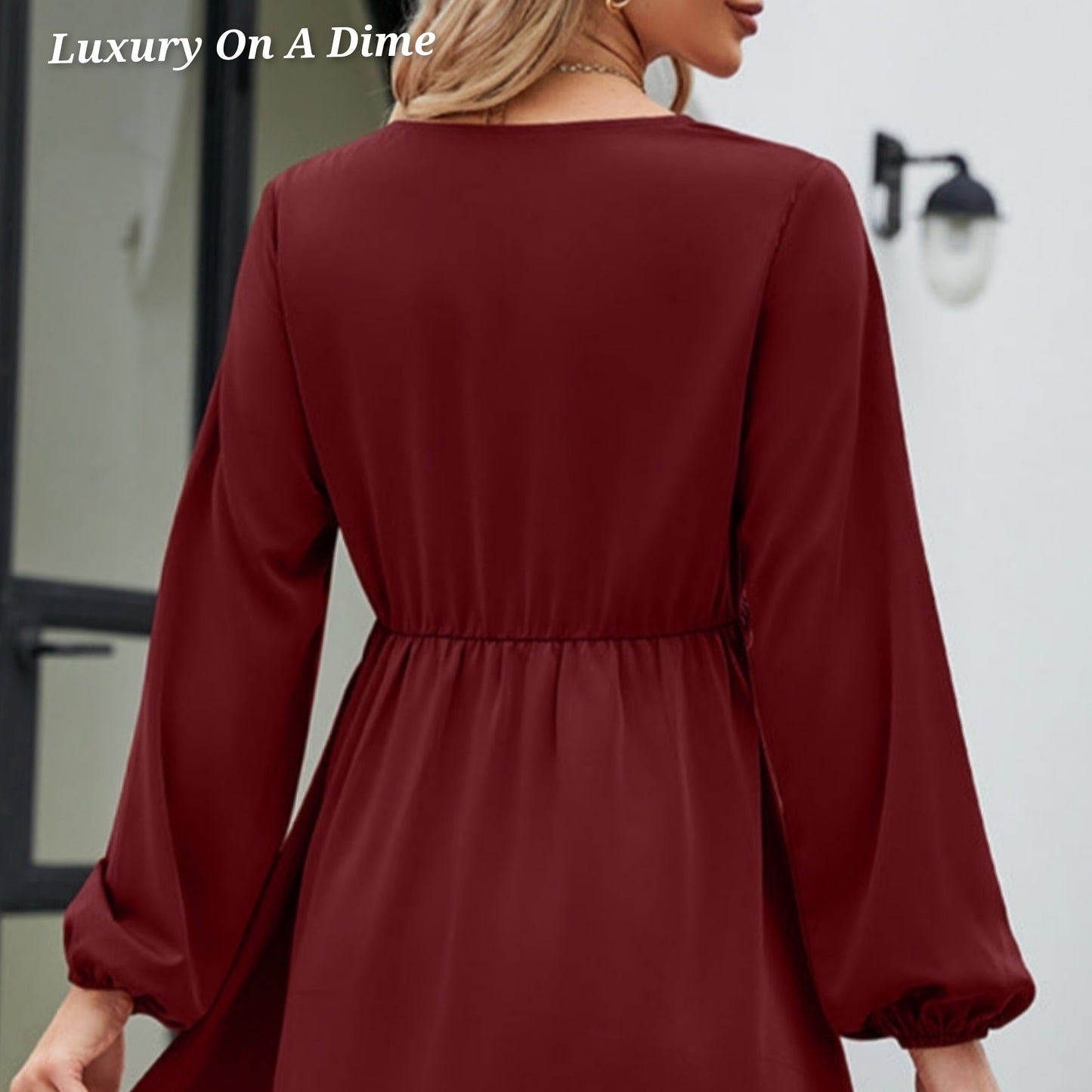 ALL RUFFLED UP V-Neck Frill Long Sleeve Mini Dress