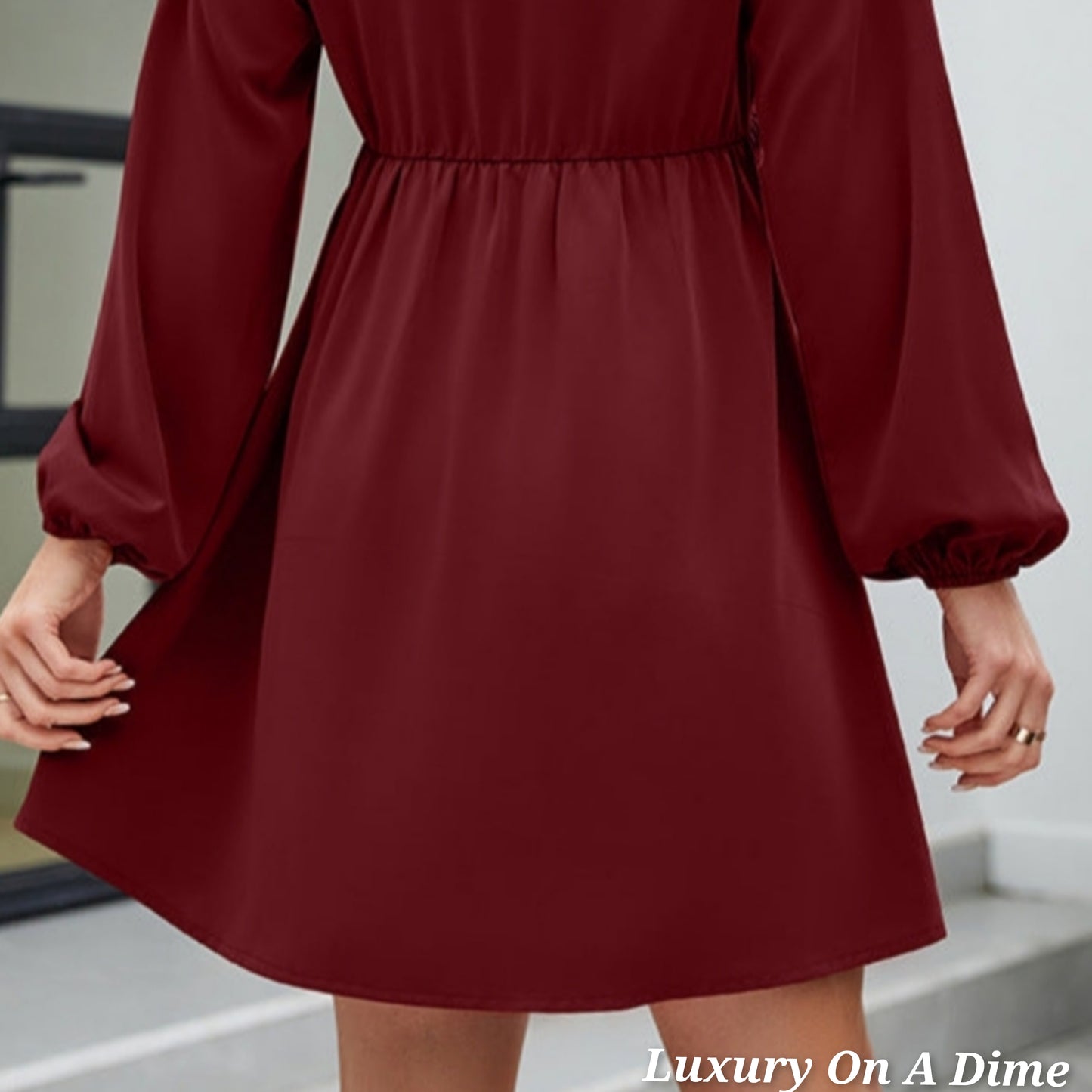 ALL RUFFLED UP V-Neck Frill Long Sleeve Mini Dress