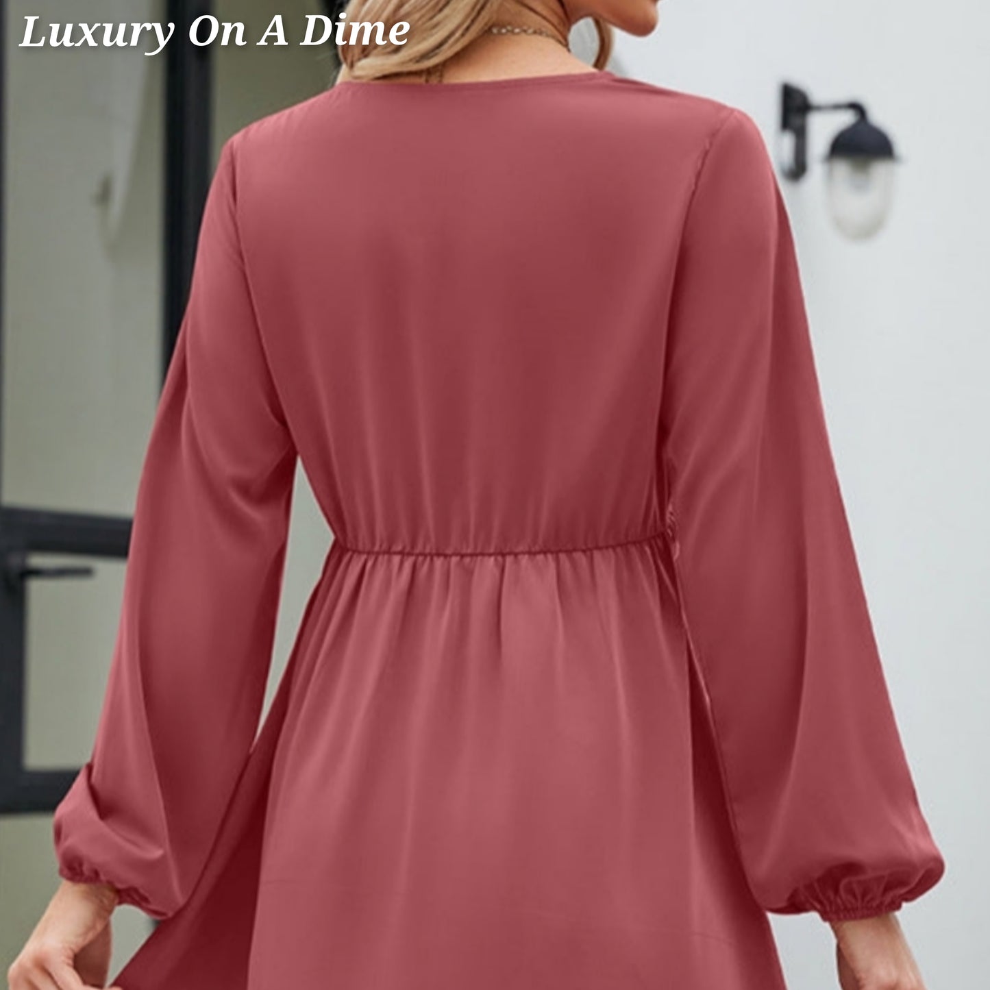 ALL RUFFLED UP V-Neck Frill Long Sleeve Mini Dress