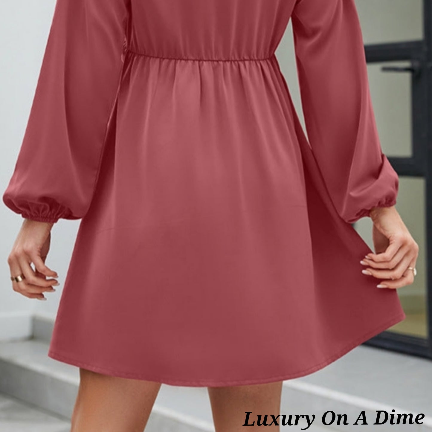 ALL RUFFLED UP V-Neck Frill Long Sleeve Mini Dress