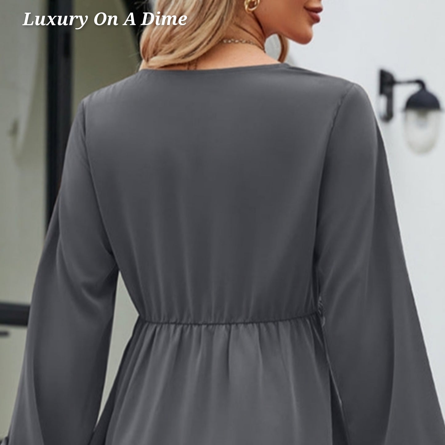 ALL RUFFLED UP V-Neck Frill Long Sleeve Mini Dress