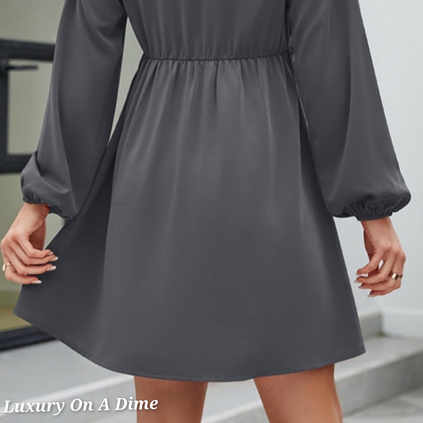 ALL RUFFLED UP V-Neck Frill Long Sleeve Mini Dress