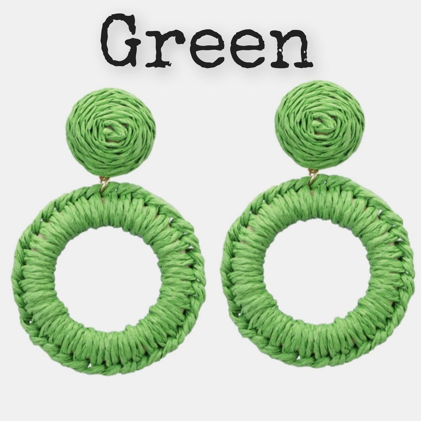 Bold Raffia Grass Round Dangle Earrings Jewelry (10 colors Available)