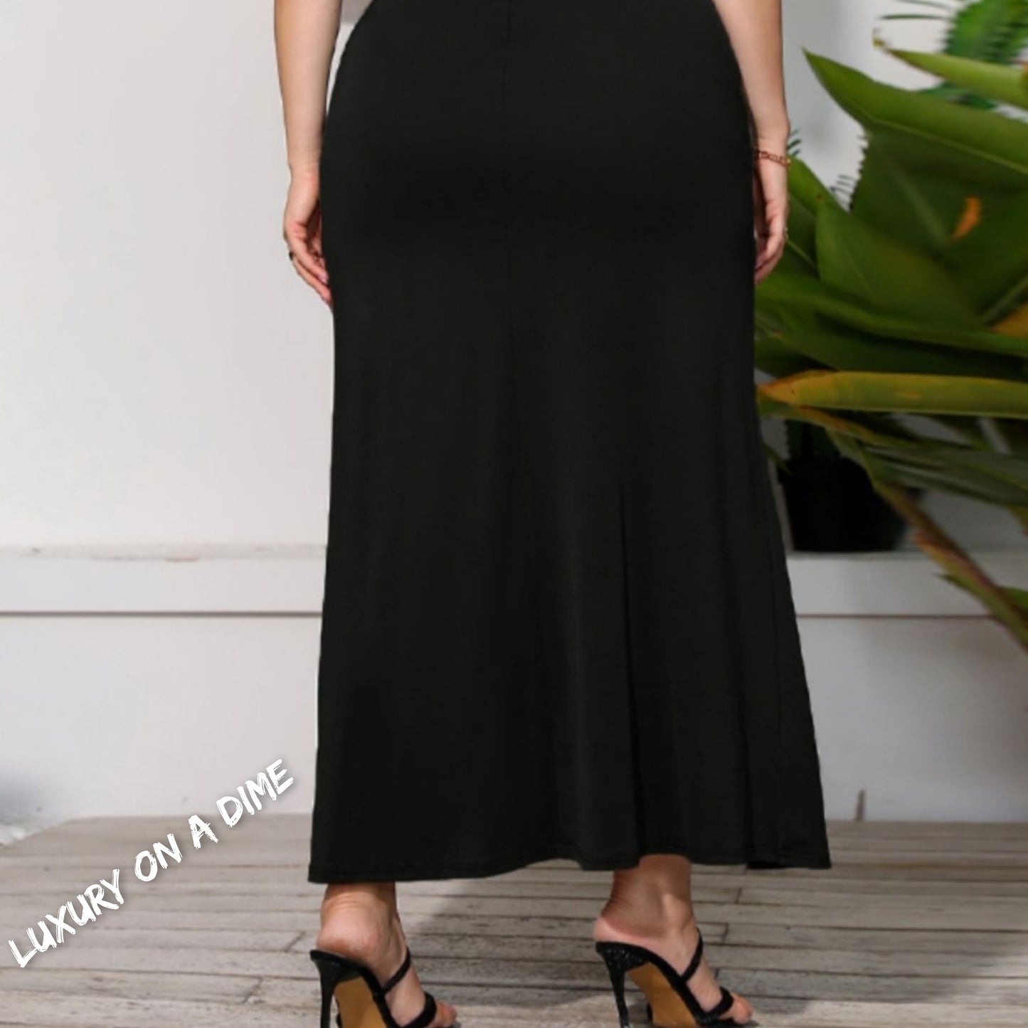 Wrap Crossover Bodice Formal Off-Shoulder High Slit Maxi Party Dress (Plus Size Only)