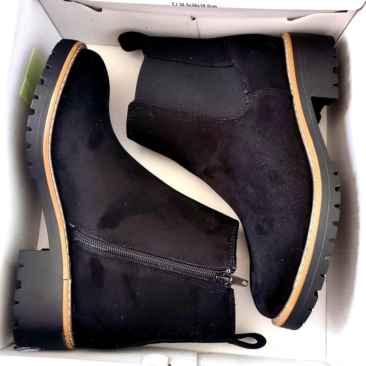Kensie Kayla Chelsea Boots Faux Suede Zipper Ankle Bootie Chunky Shoes Black