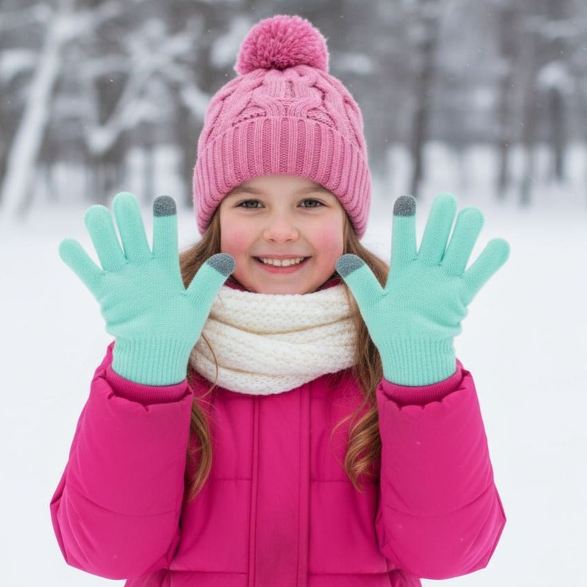 Cat & Jack 2-pack Girls Winter Kids Gloves Tech-Touch Outdoor Snow Mittens