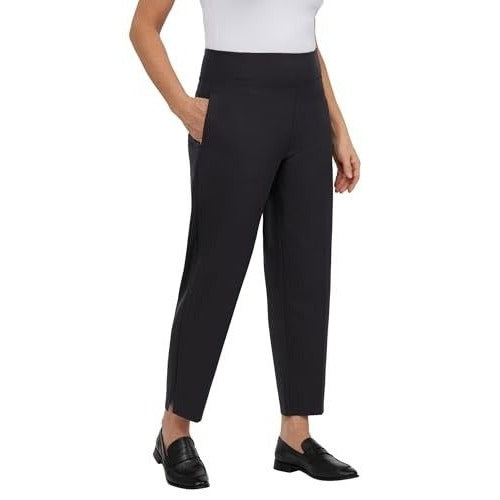 KIRKLAND Women's 4-Way Stretch Pull-on Elastic Waist Ankle Pants 27" Inseam Black