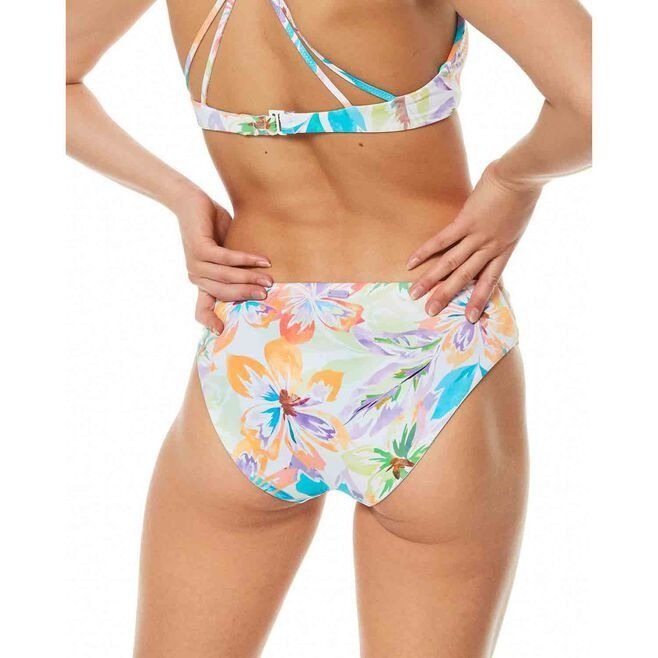 Roxy Reversible Revo Hi Snow White Pualani Combo Bikini Bottom Mid-rise Swimwear