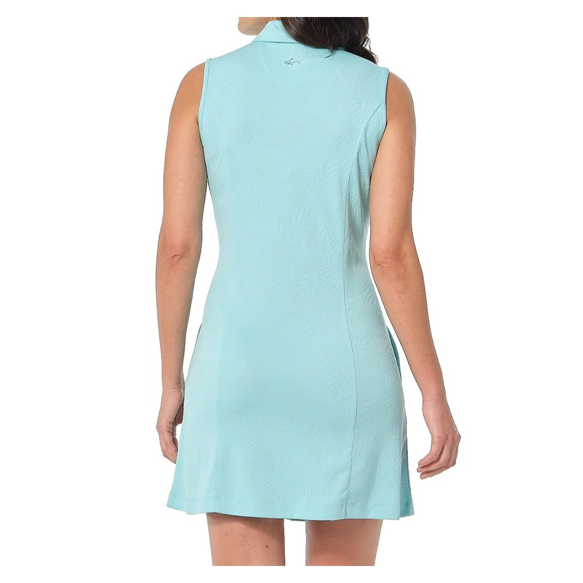 Greg Norman Dress Sporty Quarter Zip Mini Sleeveless Palm Texture Athleisure