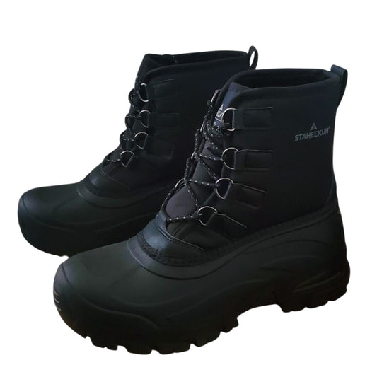 Staheekum Mens Winter Snow Boots Waterproof Insulated Outdoor Faux Fur Black