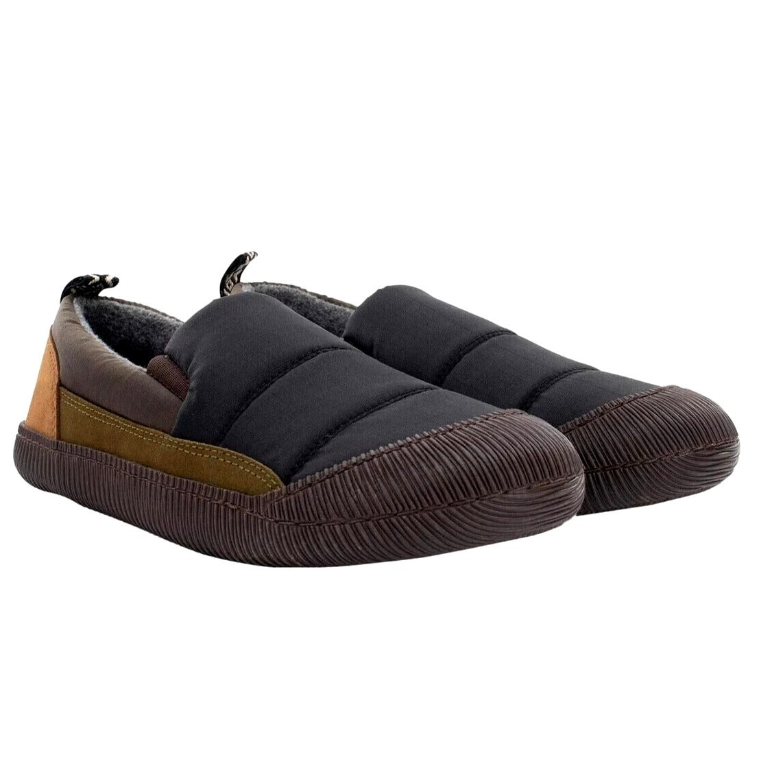 Staheekum Mens Puff Slip-On Shoes Suede Water-Repellent Quilted Outdoor Black
