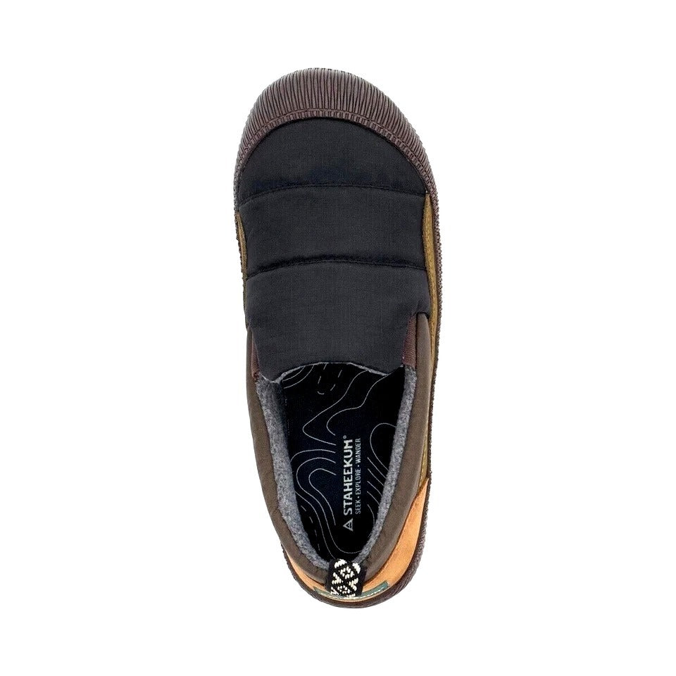 Staheekum Mens Puff Slip-On Shoes Suede Water-Repellent Quilted Outdoor Black