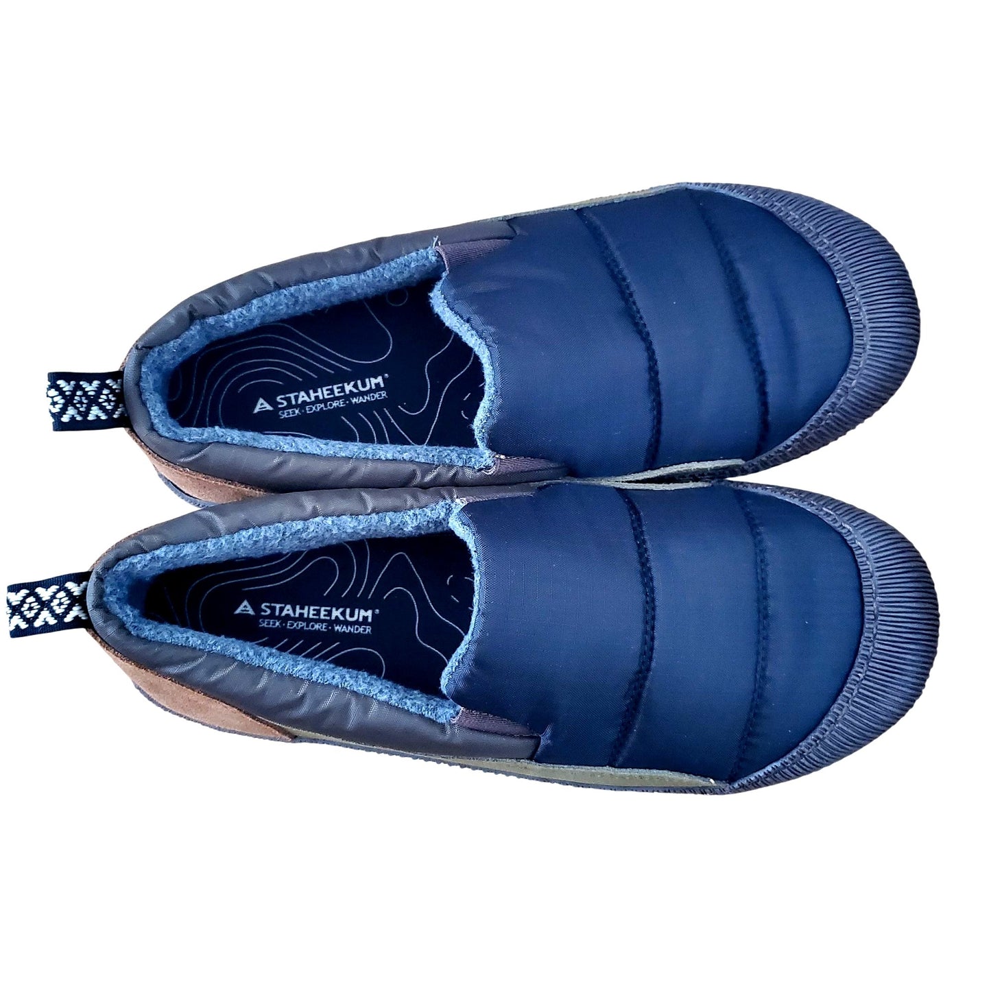 Staheekum Mens Puff Slip-On Shoes Suede Water-Repellent Quilted Outdoor Black