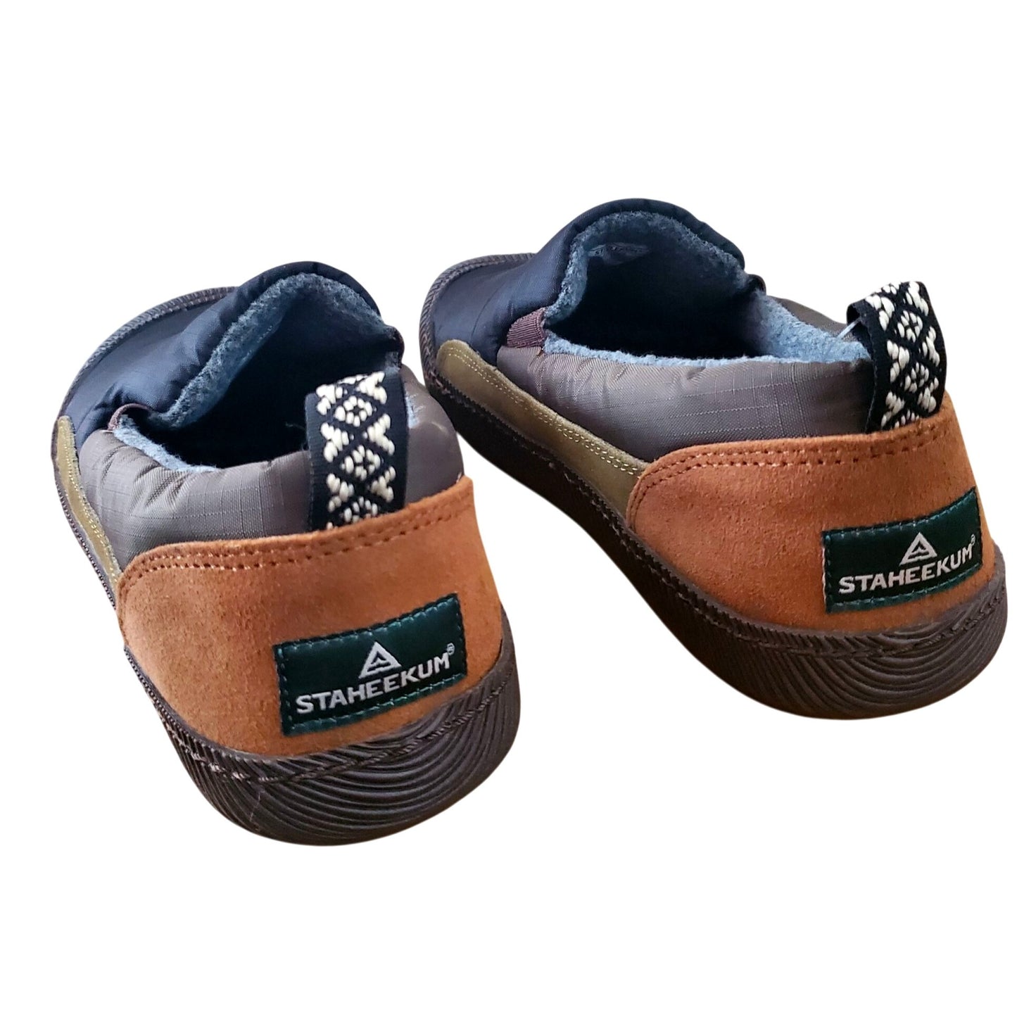 Staheekum Mens Puff Slip-On Shoes Suede Water-Repellent Quilted Outdoor Black