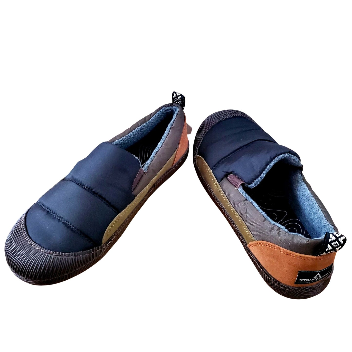 Staheekum Mens Puff Slip-On Shoes Suede Water-Repellent Quilted Outdoor Black