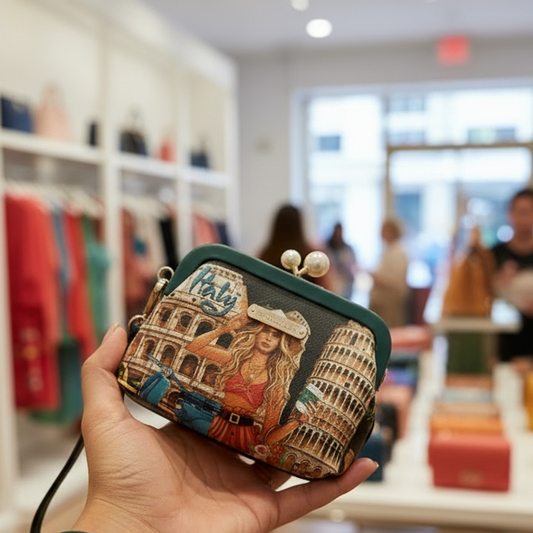 Nicole Lee Pearl Kiss-Lock Italy Wristlet Detachable Strap Chelsea Coin Purse Compact Wallet