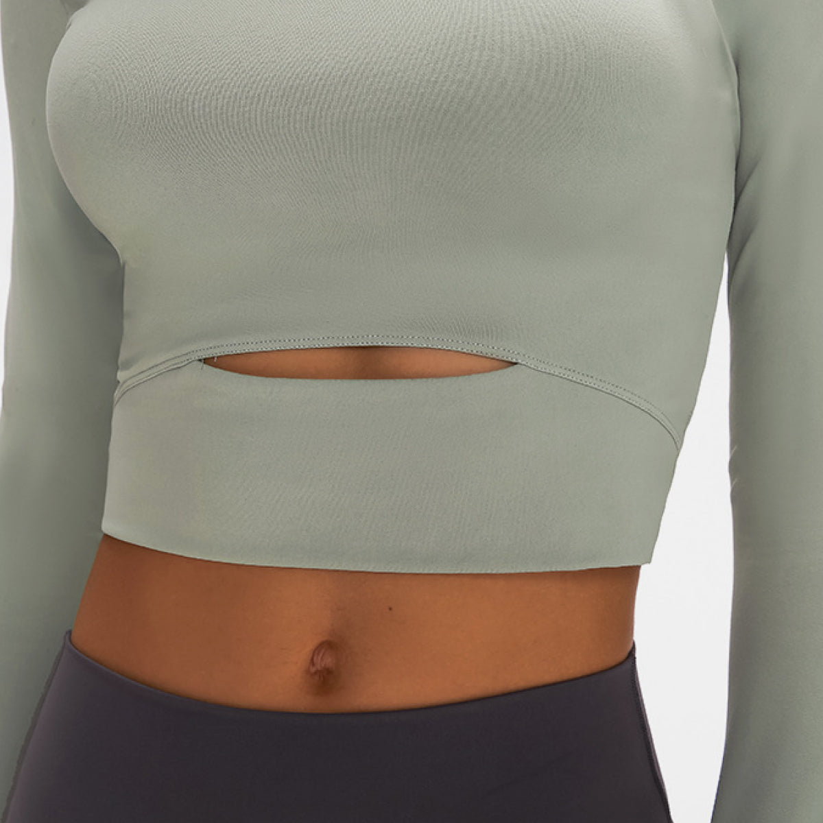 Long Sleeve Athletic Cut-out Yoga Activewear Crop Top (4 colors available)