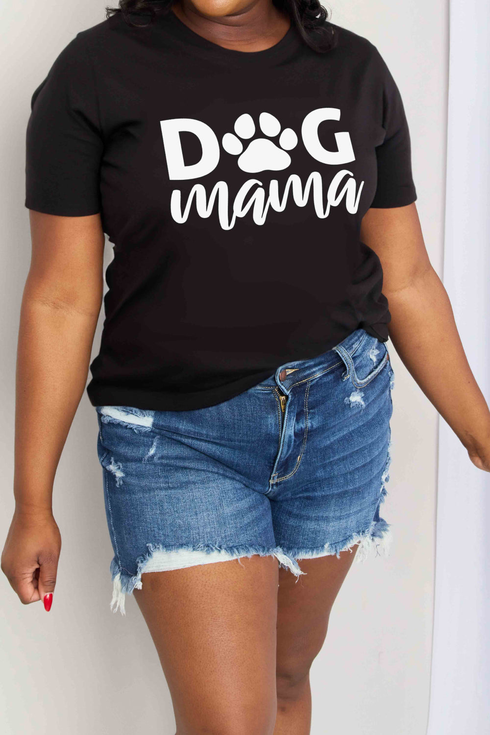 DOG MAMA 100% Cotton Graphic Short-sleeve Tee Shirt (Plus Size Available)