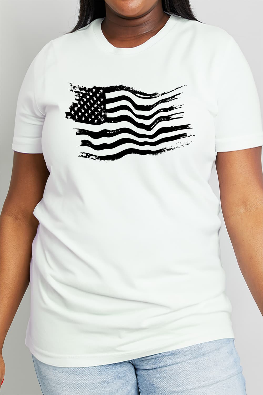 US American Flag Graphic 100% Cotton Short-sleeve Tee Shirt