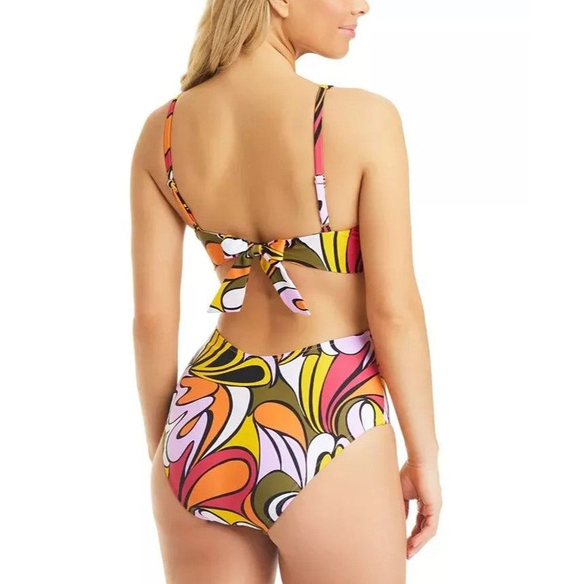 Bar III One-piece Swimsuit Vibe Check Ring Cutout Monokini Retro 70s Swimwear