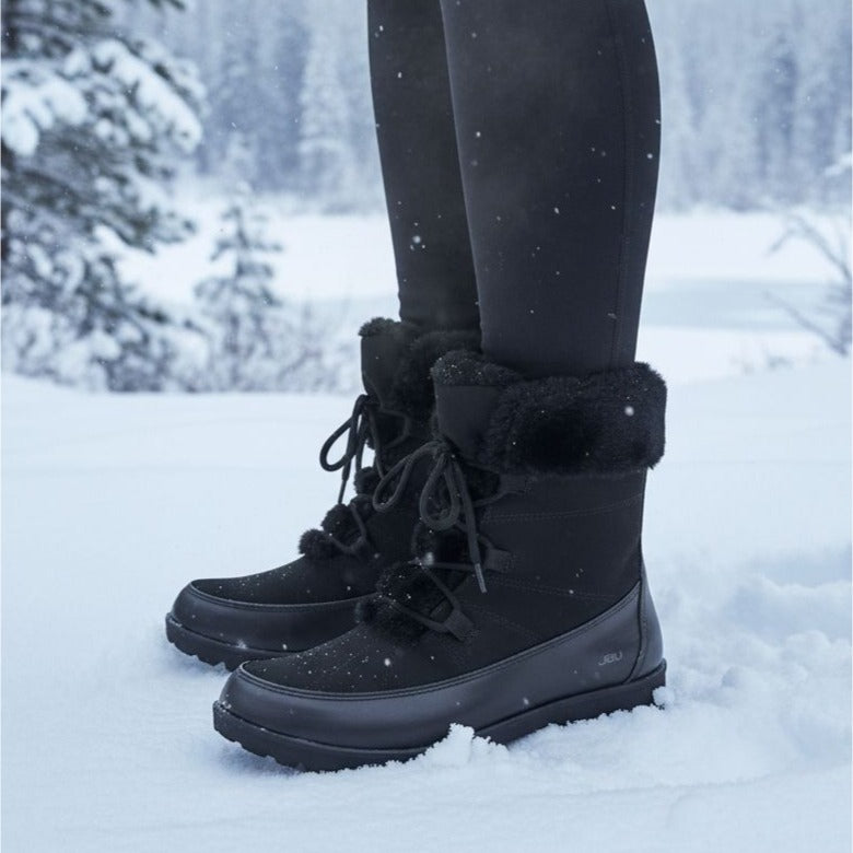 JBU Boots Womans Faux Fur Winter Snow Outdoor Combat Water Resistant Shoe Jambu
