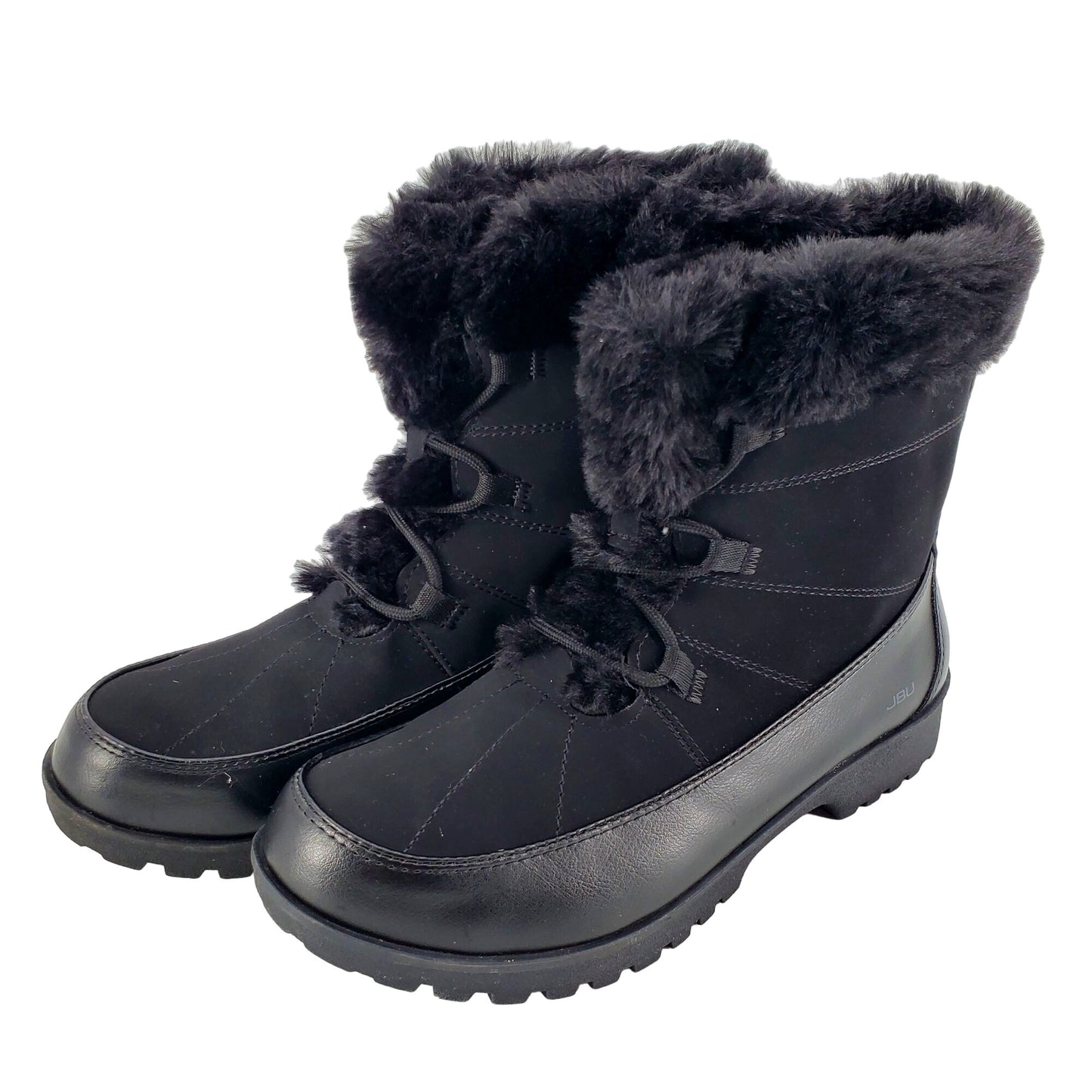 JBU Boots Womans Faux Fur Winter Snow Outdoor Combat Water Resistant Shoe Jambu